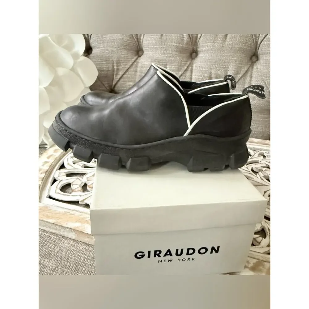 Giraudon Black Leather Slip on Shoes Women’s 7.5